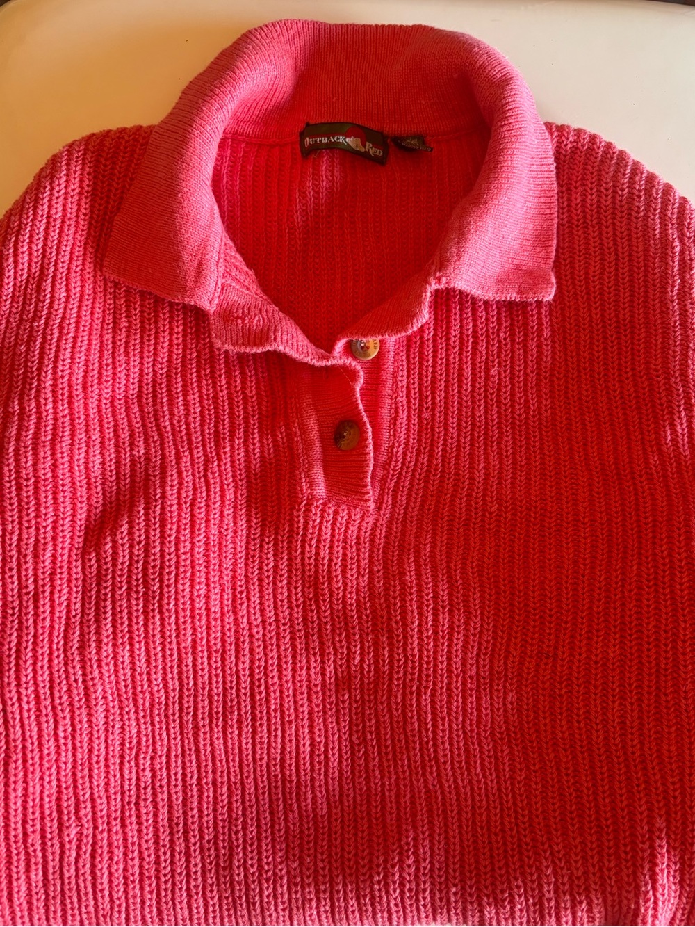 Vintage Outback Red three button sweater-